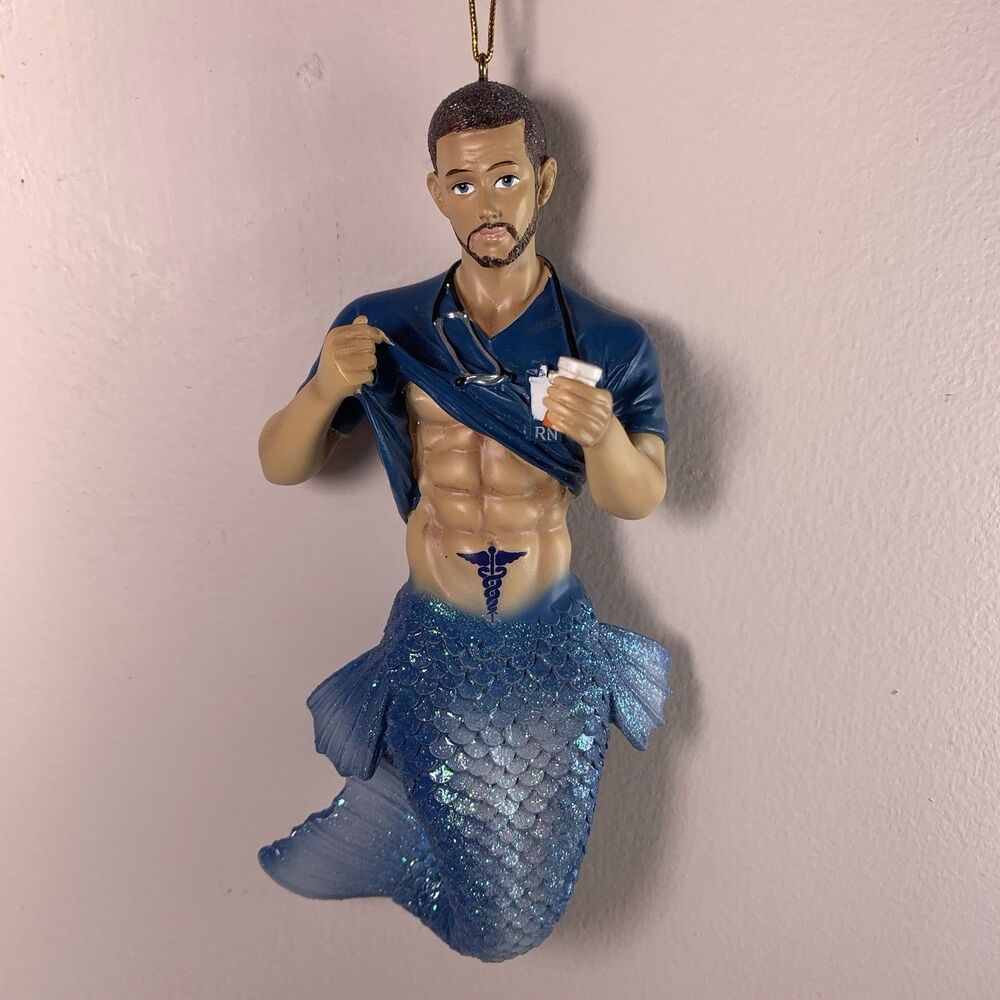 December Diamonds Merman Ornament 55-55133  Nurse Six Pack Beach Holiday 6”